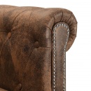 Sofa narożna w stylu Chesterfield, sztuczny zamsz, brązowa