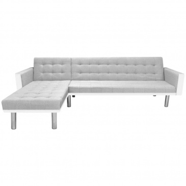 Sofa narożna z tkaniny, 218 x 155 x 69 cm, biało-szara