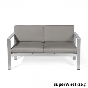 Sofa ogrodowa aluminium 2-osobowa ciemnoszare poduchy Garrett