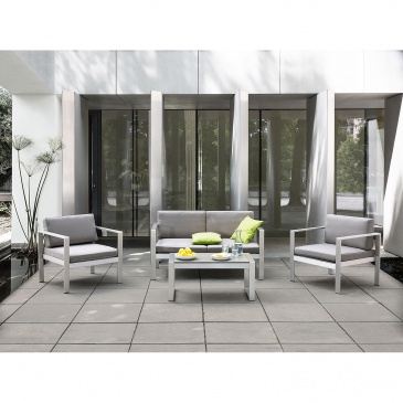 Sofa ogrodowa aluminium 2-osobowa jasnoszare poduchy Garrett BLmeble
