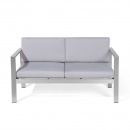Sofa ogrodowa aluminium 2-osobowa jasnoszare poduchy Garrett BLmeble