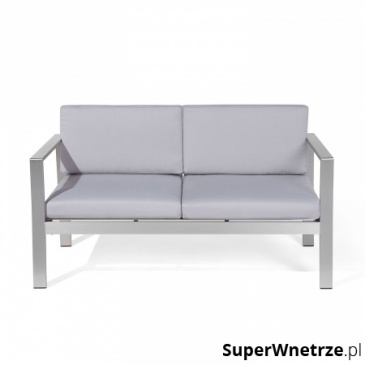 Sofa ogrodowa aluminium 2-osobowa jasnoszare poduchy Garrett BLmeble