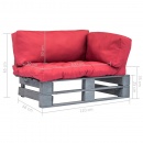 Sofa ogrodowa z palet z czerwonymi poduszkami, drewno FSC