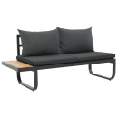 Sofa ogrodowa ze stołem i poduszkami, narożna, aluminium, WPC