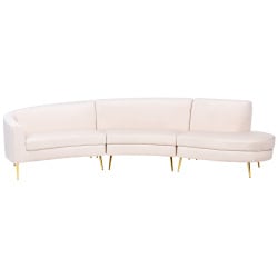 Sofa półokrągła moss welur jasnobeżowy dla 4 osób