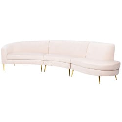Sofa półokrągła moss welur jasnobeżowy dla 4 osób