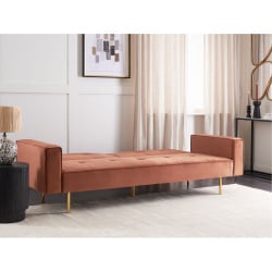 Sofa rozkładana VISNES Welur Złoty brąz dla 3 osób Sofa rozkładana VISNES Welur Złoty brąz dla 3 osób