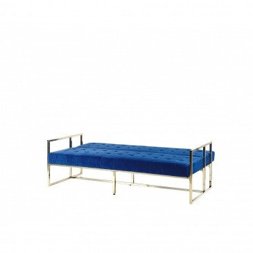 Sofa rozkładana welurowa niebieska MARSTAL