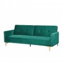 Sofa rozkładana welurowa zielona LUCAN
