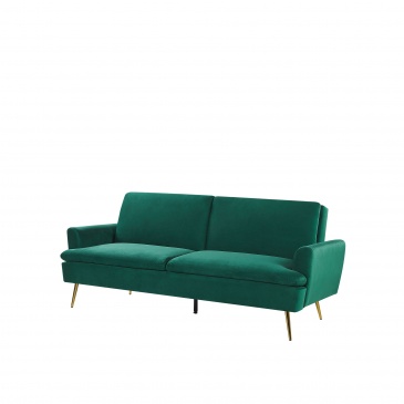 Sofa rozkładana welurowa zielona VETTRE