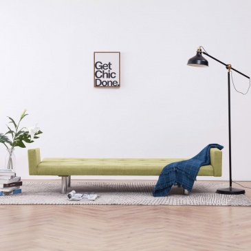 Sofa rozkładana z podłokietnikami zielona poliester
