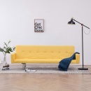 Sofa rozkładana z podłokietnikami żółta poliester
