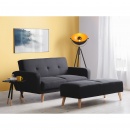 Sofa tapicerowana dwuosobowa czarna rozkładana Cina