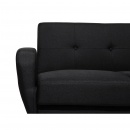 Sofa tapicerowana trzyosobowa czarna rozkładana Cina