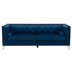 Sofa trzyosobowa welur ciemnoniebieska AVALDSENES Sofa trzyosobowa welur ciemnoniebieska AVALDSENES