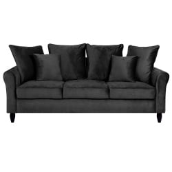 Sofa trzyosobowa welur czarna BORNHOLM Sofa trzyosobowa welur czarna BORNHOLM