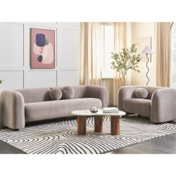 Sofa trzyosobowa welurowa beżowoszara leiren