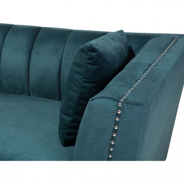 Sofa trzyosobowa welwet niebiesko-zielona Basilio