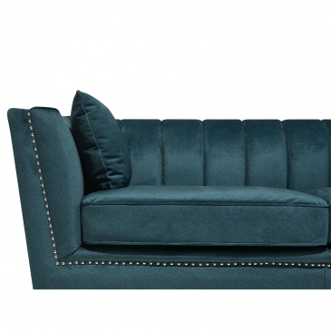 Sofa trzyosobowa welwet niebiesko-zielona Basilio