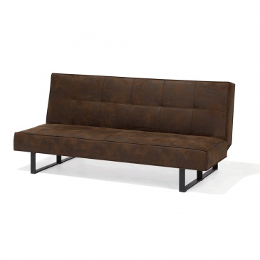 Sofa z funkcją spania imitacja skóry brązowa 189 cm Lilla BLmeble