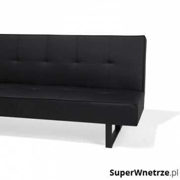 Sofa z funkcją spania skóra ekologiczna czarna 189 cm Lilla mała