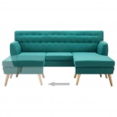 Sofa z leżanką, obita tkaniną, 171,5 x 138 x 81,5 cm, zielona