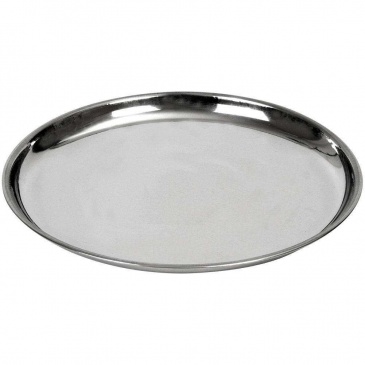 Stalowa taca do serwowania, okrągła, talerz na przekąski, przystawki, ciasteczka, 28 cm