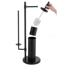 Stojak na papier toaletowy i szczotkę wc  3w1  czarny - yoka