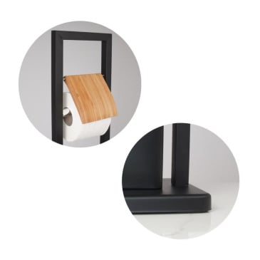 Stojak szczotka wc i uchwyt na papier czerń bambus - Yoka