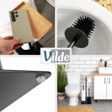 Stojak na papier toaletowy ze szczotką czarny 68,5 cm