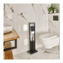 Stojak na szczotkę do WC z uchwytem na papier toaletowy czarny