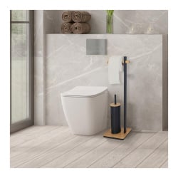 Stojak na szczotkę i papier toaletowy, czarny bambus - yoka