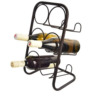 Stojak na wino metalowy czarny 6 butelek 22,5x39 cm Stojak na wino metalowy czarny 6 butelek 22,5x39 cm