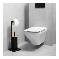 Stojak WC na szczotkę i papier toaletowy bambus