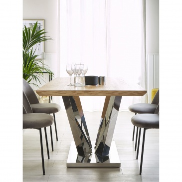 Stół do jadalni 160 x 90 cm jasne drewno ze srebrnym BONAVENTURA