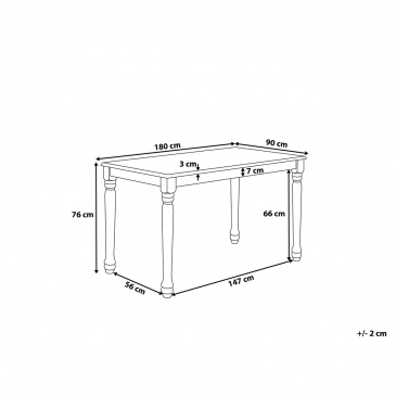 Stół do jadalni biały 180 x 90 cm CARY