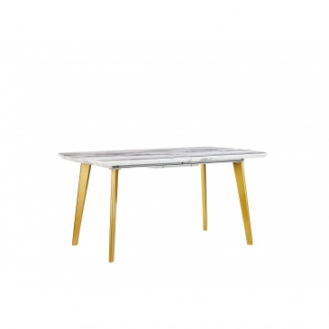 Stół do jadalni rozkładany 160/200 x 90 cm efekt marmuru ze złotym MOSBY