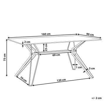 Stół do jadalni szklany 160 x 90 cm efekt marmuru z czarnym BALLINA