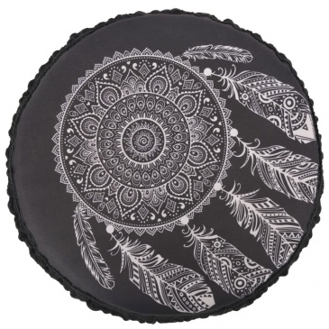 Stołek, czarny, tapicerowany tkaniną