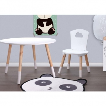Stolik, drewniany, dziecięcy, dla dziecka, okrągły, biały, 60 cm
