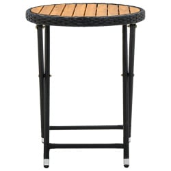Stolik herbaciany, czarny, 60 cm, rattan pe i drewno akacjowe