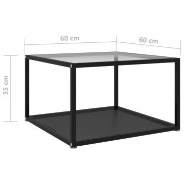 Stolik herbaciany, przezroczysto-czarny, 60x60x35 cm, szkło