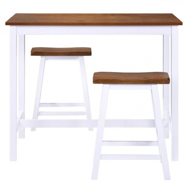 Stolik i krzesła barowe, 3 elementy, drewno