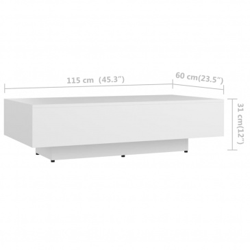 Stolik kawowy, biały, 115x60x31, płyta wiórowa