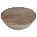 Stolik kawowy w kształcie misy Ø60 cm lite drewno mango
