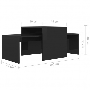Stolik kawowy, wysoki połysk, czarny, 100x48x40cm płyta wiórowa