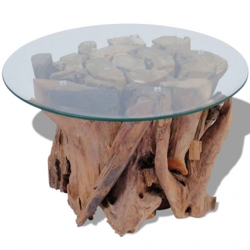 Stolik kawowy z drewna tekowego, okrągły 60 cm