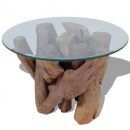 Stolik kawowy z kawałków drewna tekowego, okrągły 60 cm