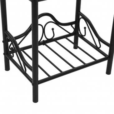 Stolik nocny ze stali i hartowanego szkła, 45x30,5x60 cm,czarny