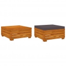 Stolik ogrodowy ze stołkiem i poduszką, lite drewno akacjowe